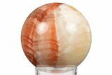 Polished Banded Red Calcite Sphere - China #319436-1